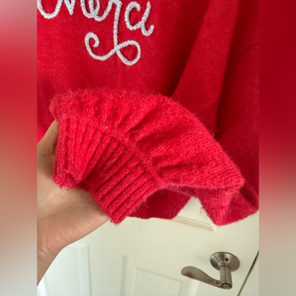 Sundry Merci Sweater XL Red Graphic Crewneck Oversized Anthropologie - Picture 7 of 9